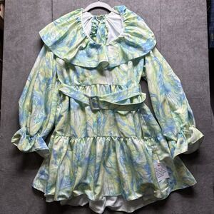 ASOS Luxe Curve marble‎ V neck belted twill smock dress 20 Tiered Grad Wedding